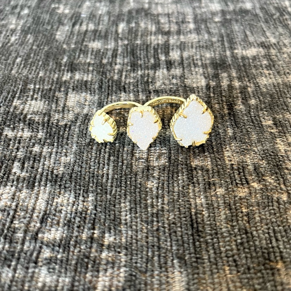 Kendra Scott Naomi Gold Double Ring Iridescent Drusy with Bag